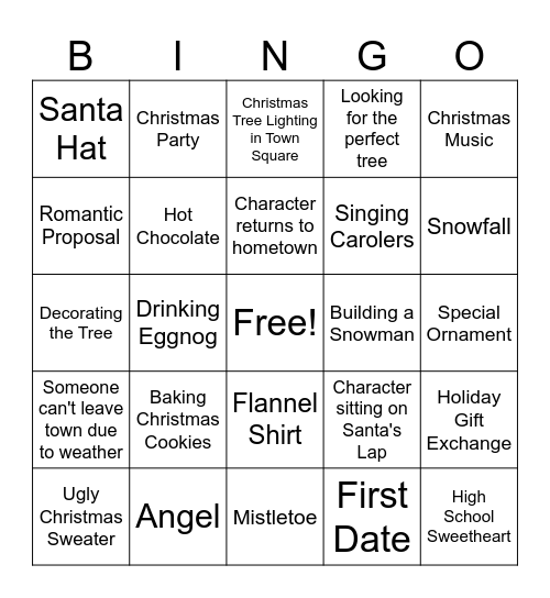 Hallmark Bingo Christmas Movies Bingo Card