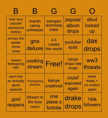 NOV BINGO Card