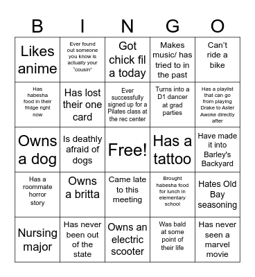 EESA Bingo! Bingo Card