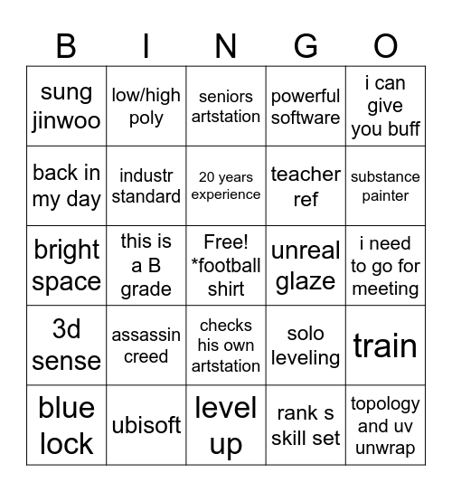Mr Clarence Bingo Card