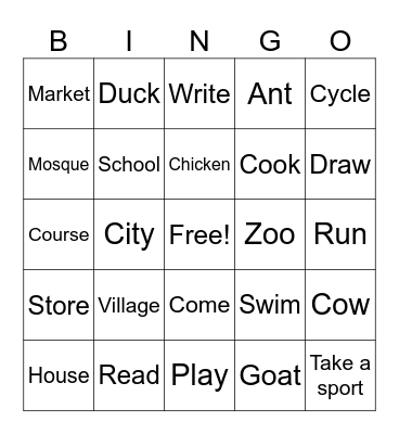 Place Bingo Card