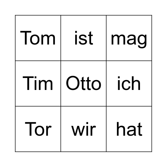Lesen Bingo Card