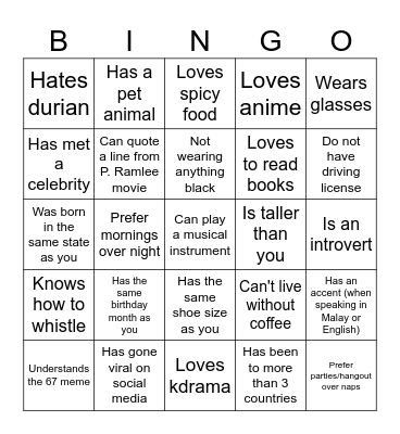 Find someone who... Bingo Card