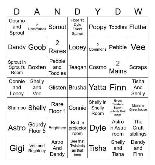 TWISTED BINGO (My Own Version) Bingo Card