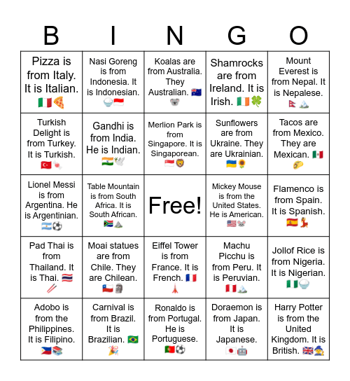 B7 L3 BTS is from Korea. They are Korean. 🇰🇷🎤 Bingo Card