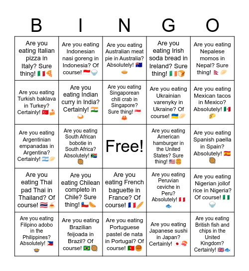 B7 L4 Are you eating Korean kimchi in Korea? Of course! 🇰🇷🥬 Bingo Card