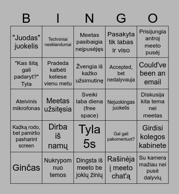 Teams meeting BINGO Card