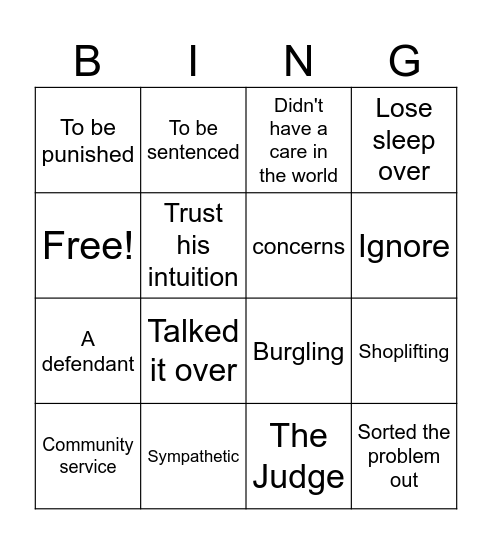 Module 11+12 Vocabulary Bingo Card