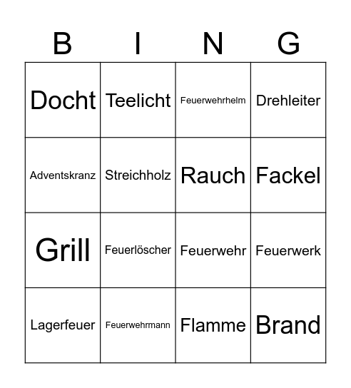 Feuer Bingo Card