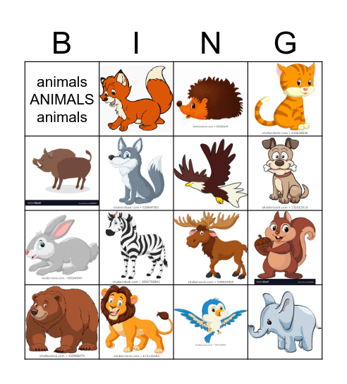 Animal BING! Bingo Card