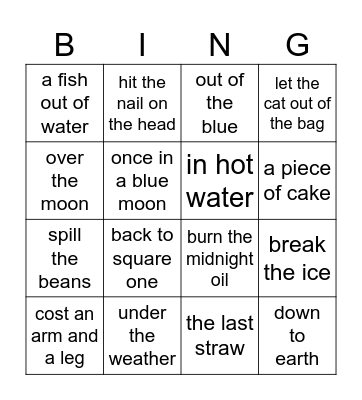 IDIOMS Bingo Card