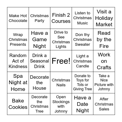 December Bingo Card