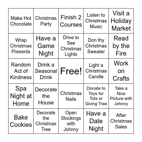 December Bingo Card