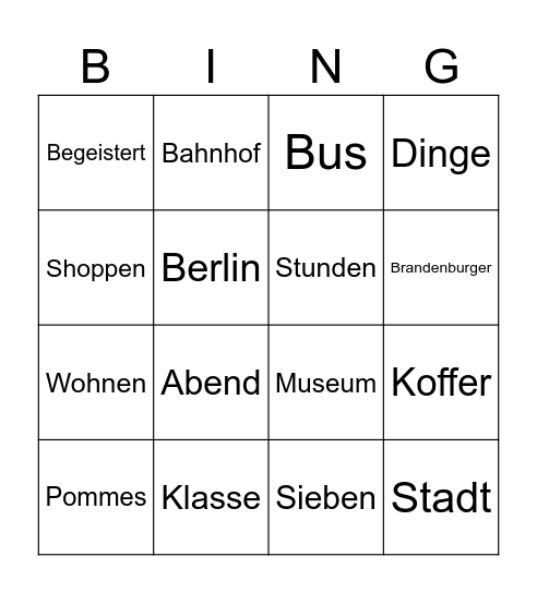 Studienreise nach Berlin Bingo Card