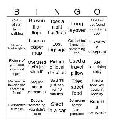 TRAVEL BINGO Card