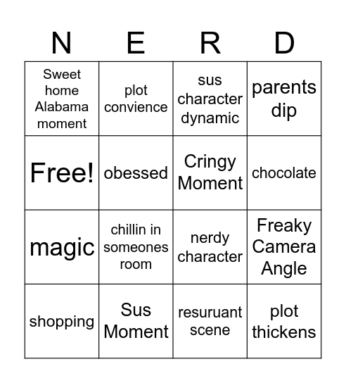 Netflix Anime Bingo Card