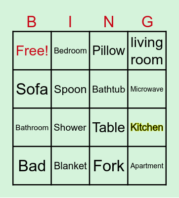 Welcome to My Home Bingo Card