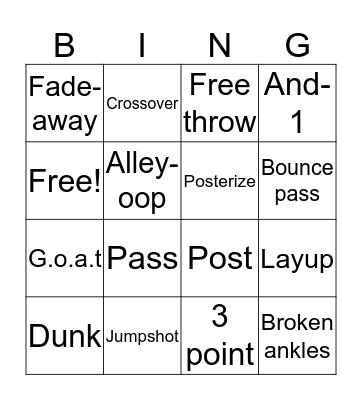 The science of basketball Bingo Card