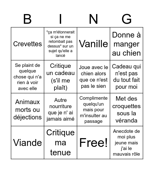 Anniversaire avec Maman Bingo Card
