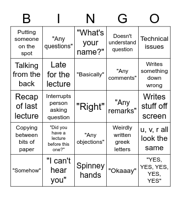 Charis Bingo Card