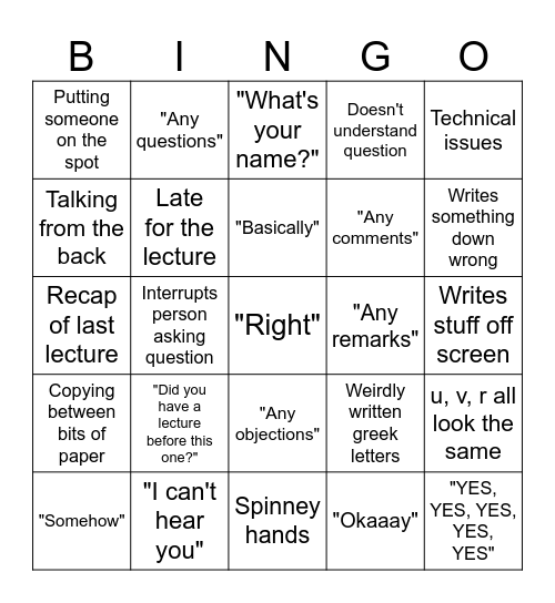 Charis Bingo Card