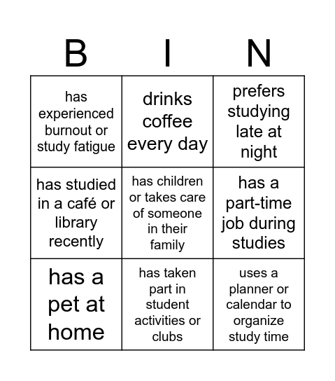 Find someonewho Bingo Card