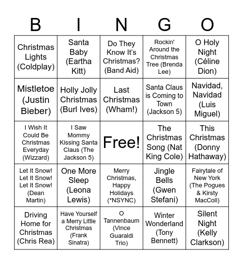 Christmas Bingo Card