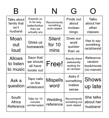 Mclean Bingo Card