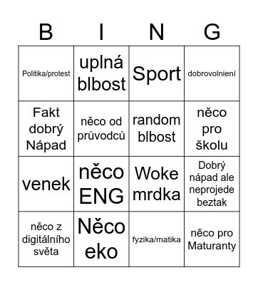 Vat Nápady bingo Card
