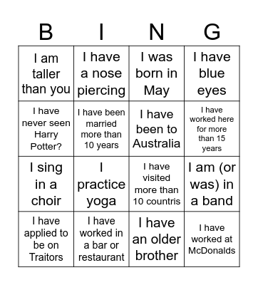 DGS Human Bingo 2025 Bingo Card