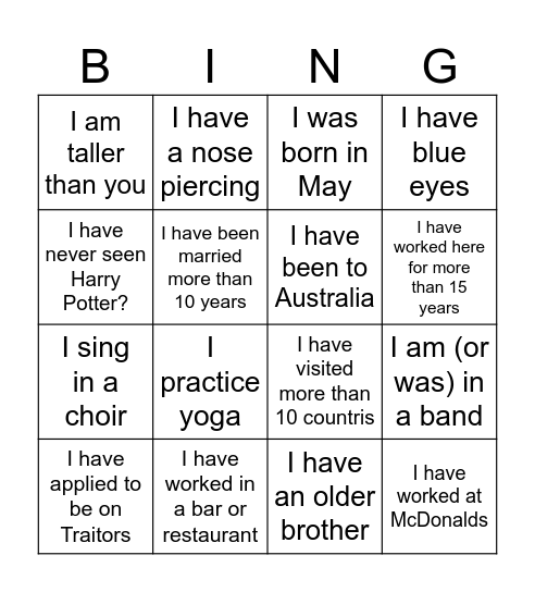DGS Human Bingo 2025 Bingo Card