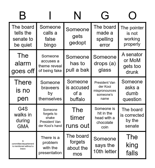 Bingo of the 376th GMA Bingo Card