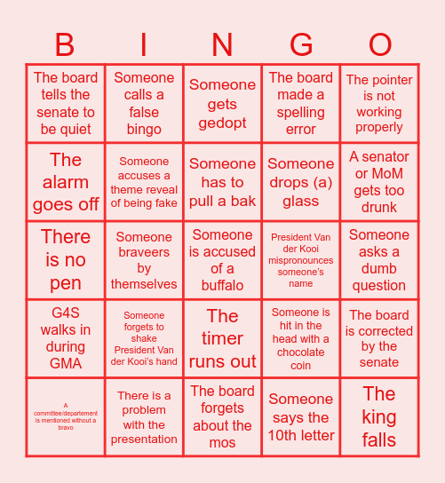 Bingo of the 376th GMA Bingo Card