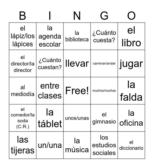 Entre culturas 2 Bingo Card