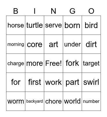 UFLI 83 Bingo Card