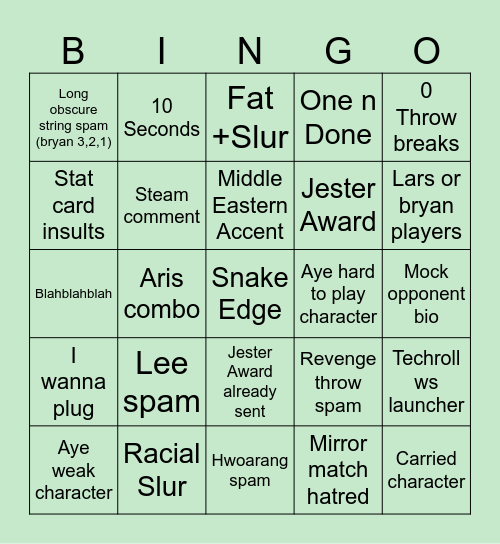 Flambo Ranked Slopathon Bingo Card