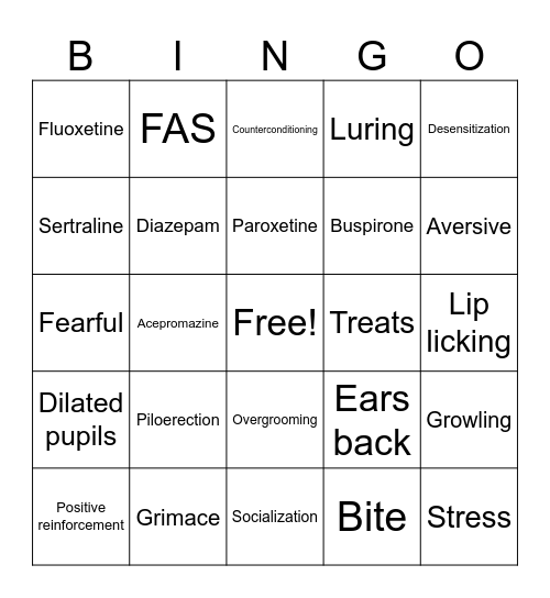 Behavior Bingo Card