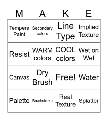 Painting Bingo Card