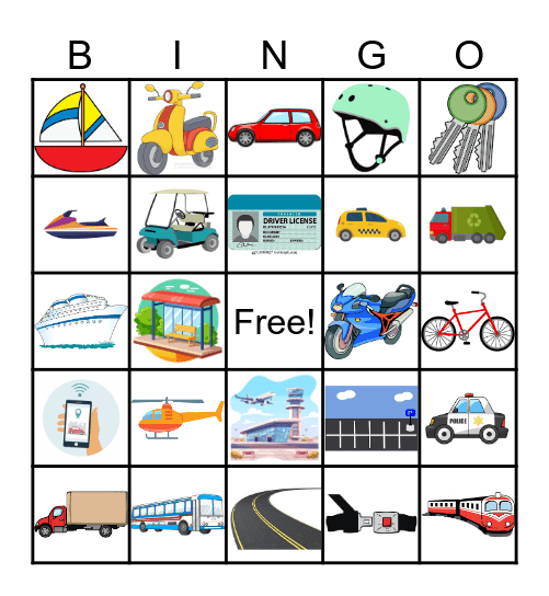 Transportation Bingo Card