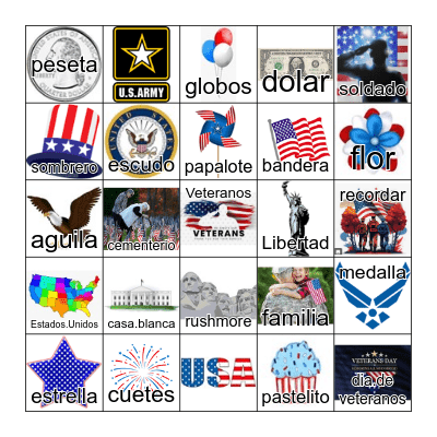 Dia de Veteranos Bingo Card