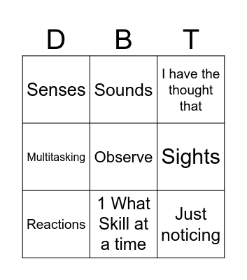 What Skill Bingo Card