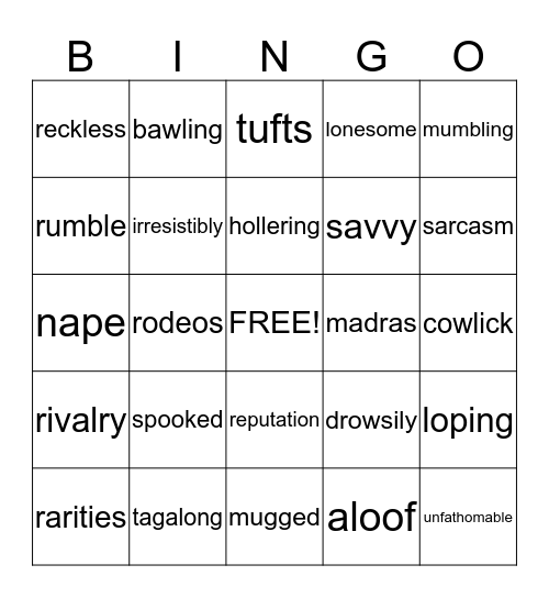 Vocab Bingo - Periods 1, 3, 5 Bingo Card