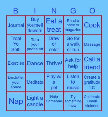 Self Care Bingo Card