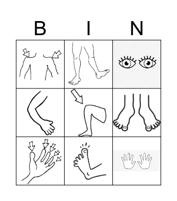 Body Parts Basic Bingo Card
