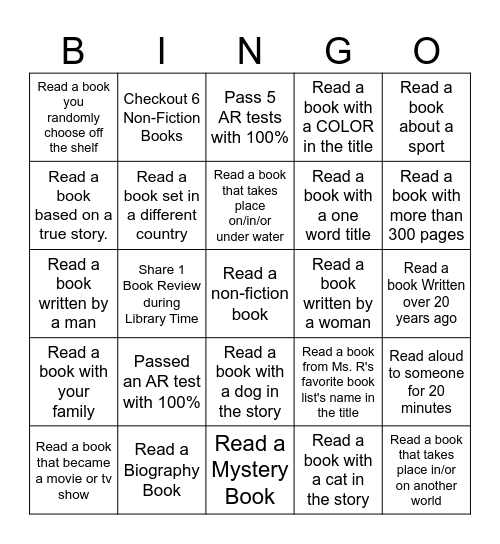Horizon Montessori Library Bingo Card