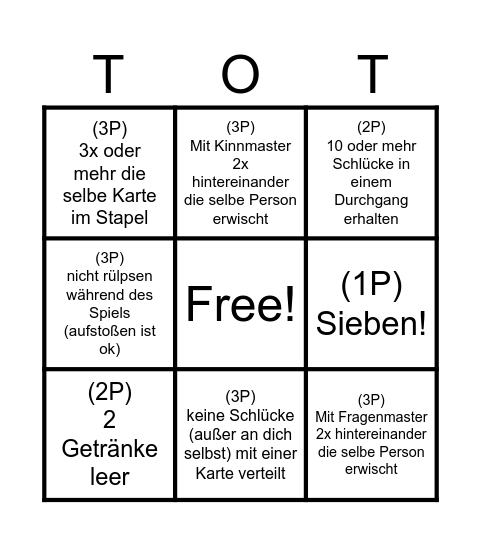 Todesspiel Bingo Card