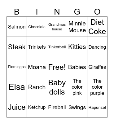 Saylors Birthday Bingo Card