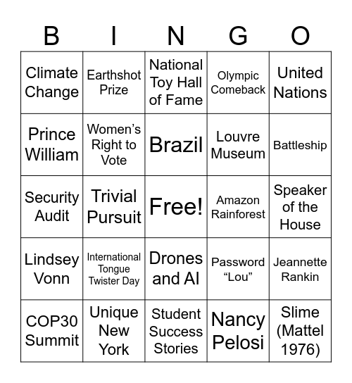 CNN 10 11/10/25 Bingo Card