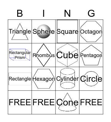 2-D and 3-D Shapes Bingo Card