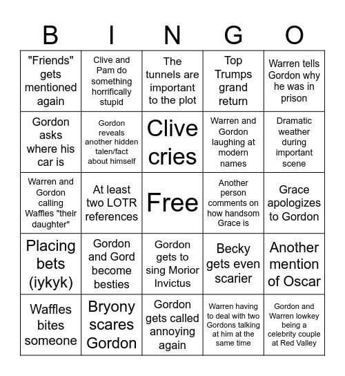 Red Valley Final Season Bingo Card